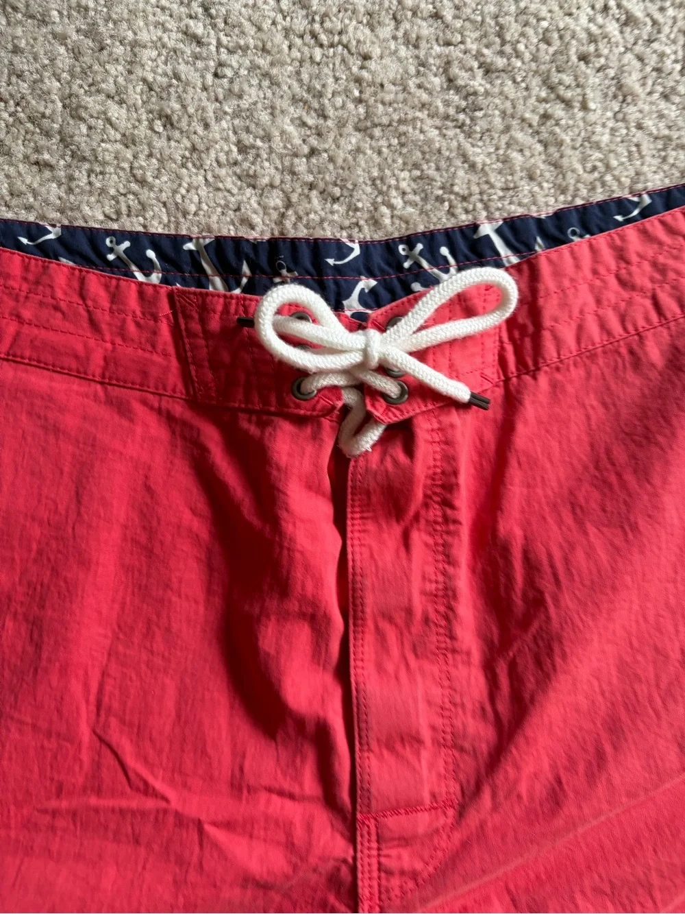 Brooks brothers men red two striped board shorts swim bathing suit shorts sz 33